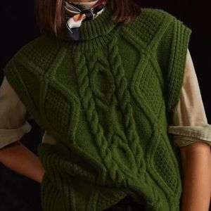 Anthropologie green sweater vest -